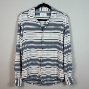 Azulu Womens Lightweight Striped Button up Blouse Womens MED Beach Summer Preppy